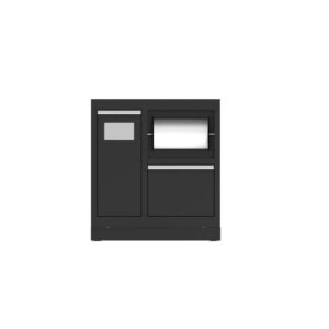 LuxeAurum 34" Paper Towel & Trash Cabinet | Aluminum Handles | Dark Grey