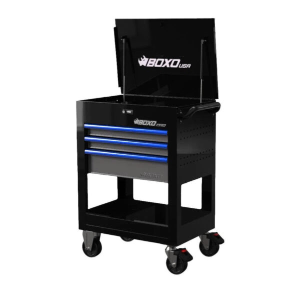 LuxeAurum 28" 3-Drawer Flip Top Service Cart Tool Box | Pro Series - Image 8